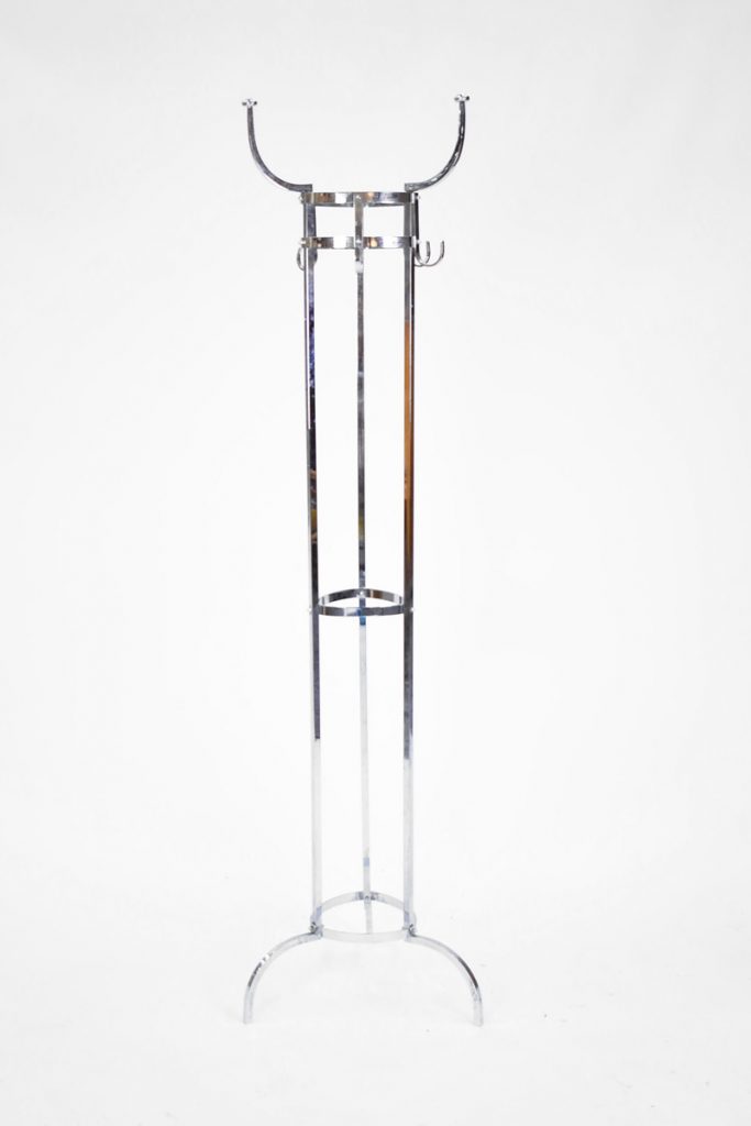 Chrome Hat & Coat Stand On A Circular Base The Classic Modern Prop
