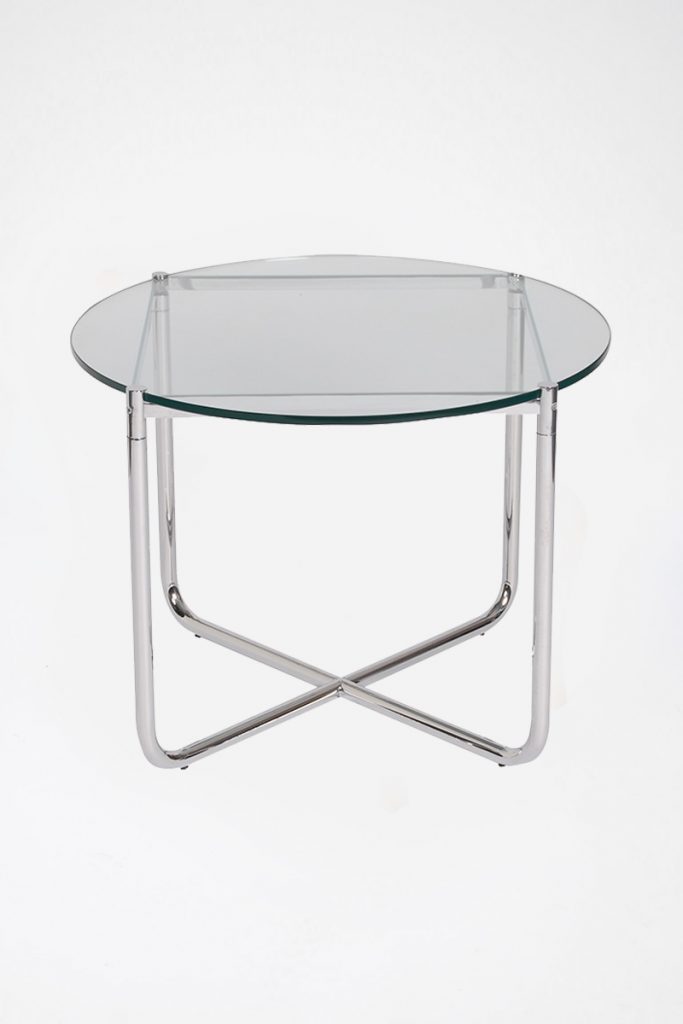 Glass & Chrome MR Circular Coffee Table The Classic Modern Prop Hire