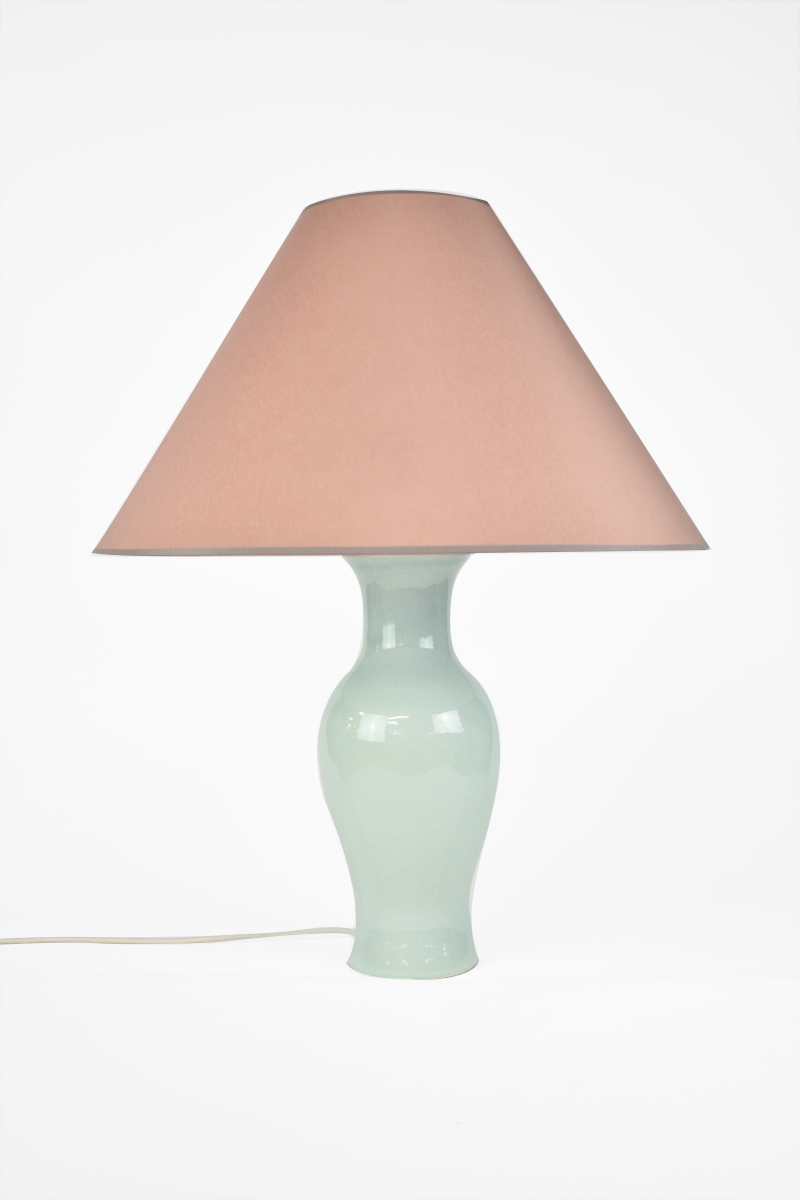 Pale Blue Table Lamp With Mauve Shade The Classic Modern Prop Hire