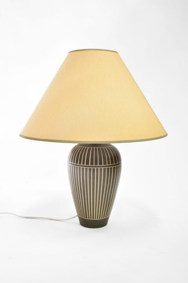 Dark Brown Striped Ceramic Table Lamp The Classic Modern Prop Hire