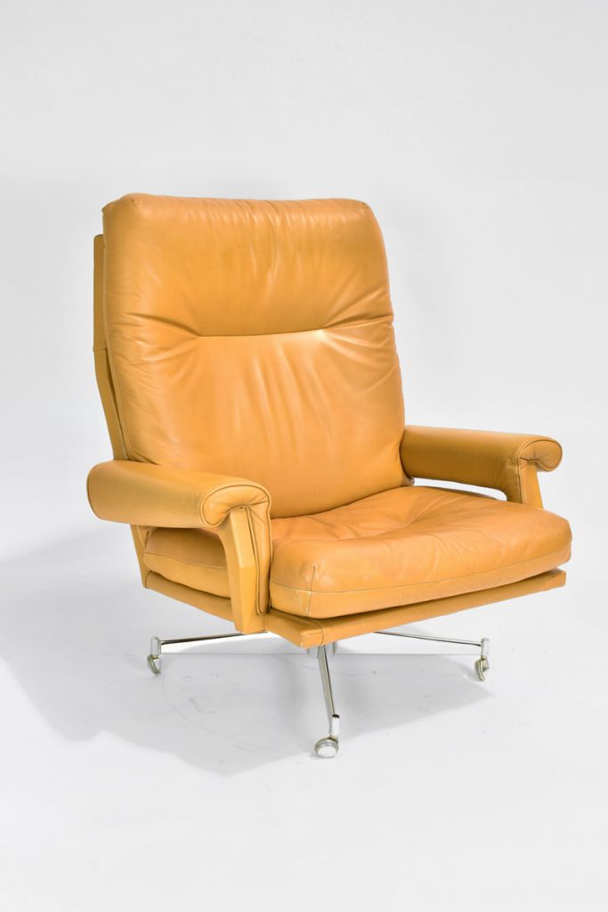 Light Tan Leather High Back Lounge Chair The Classic Modern Prop Hire
